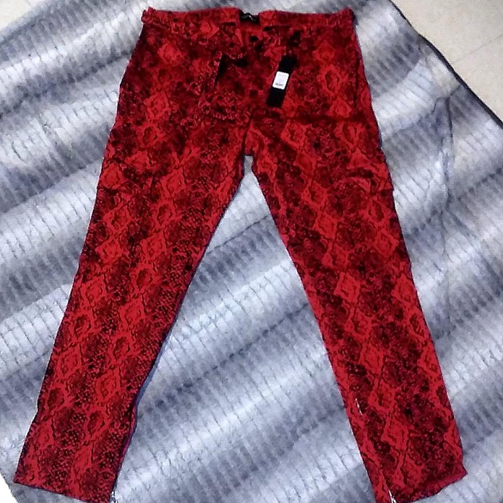 Pants red snakeskin